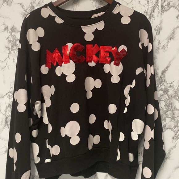 Disney Sweaters - Disney Mickey Mouse Graphic Sweatshirt With Red Sequin Letters Size XXL